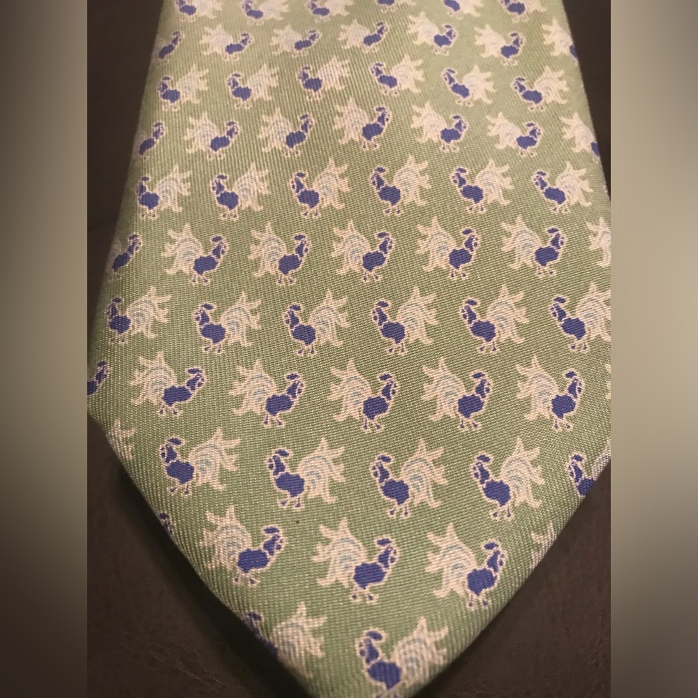 VINEYARD VINES MENS SILK TIE Mint GREEN WITH Roosters